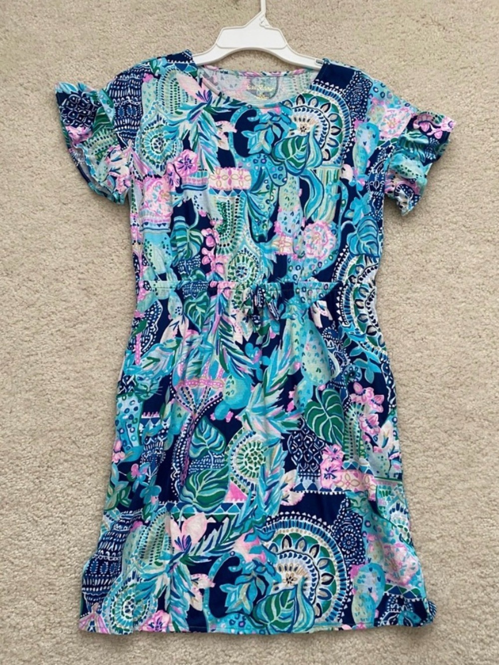 Lilly Pulitzer Navy Multicolor Floral Short Sleeve Dress